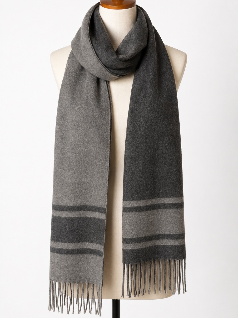 Theory Docha Scarf Grey Multi Fringe Oversized 18” x 88” $175 Retail